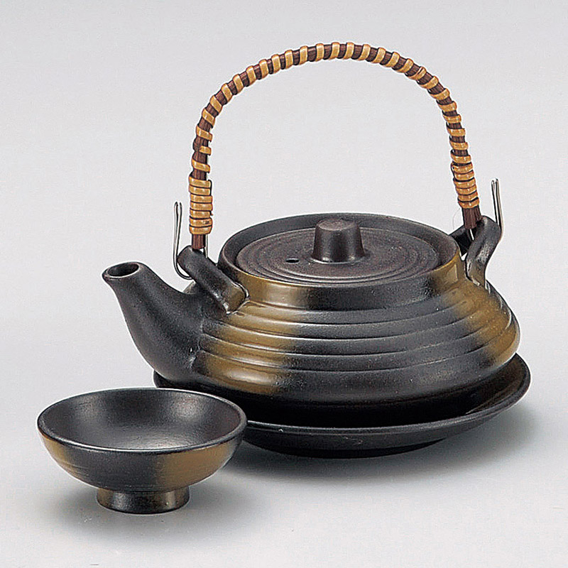 山万 16913-Y0 黒吹き平形土瓶むし  1個（ご注文単位1個）【直送品】