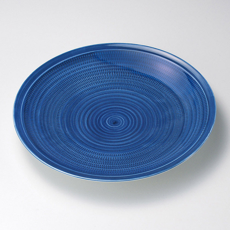 山万 17037-730 呉須トチリ円渕8号皿(有田焼) 1個（ご注文単位1個）【直送品】