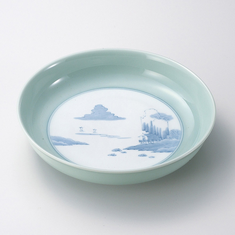 山万 17117-730 青磁内山水8号鉦鉢(有田焼)  1個（ご注文単位1個）【直送品】