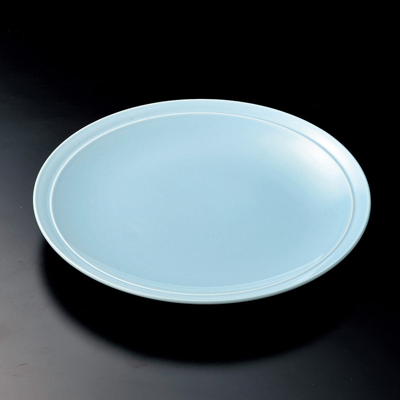 山万 17215-650 青地高台皿12号(萬古焼)  1個（ご注文単位1個）【直送品】