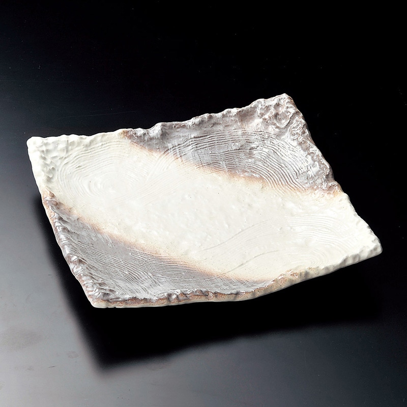 山万 17318-Y0 かすみ志野10号四ツ足正角皿 1個(ご注文単位1個)【直送品】