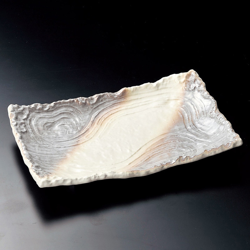 山万 17306-y0 かすみ志野10号四ツ足長角皿 1個(ご注文単位1個)【直送品】