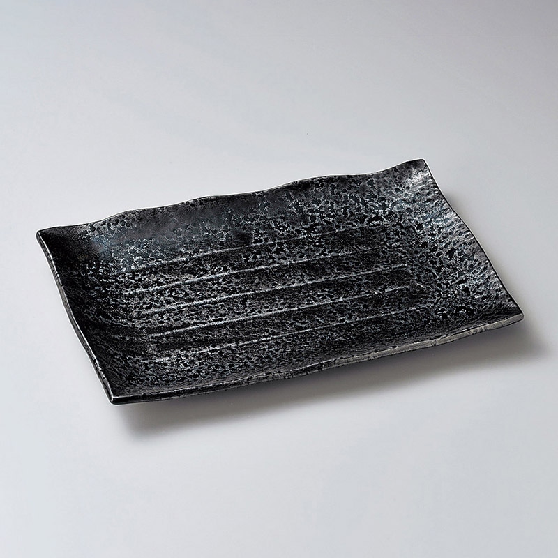 山万 17323-640 油滴天目12号長角皿(萬古焼) 1個（ご注文単位1個）【直送品】