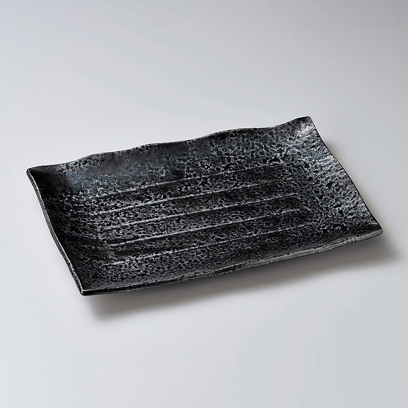 山万 17324-640 油滴天目11号長角皿(萬古焼) 1個（ご注文単位1個）【直送品】