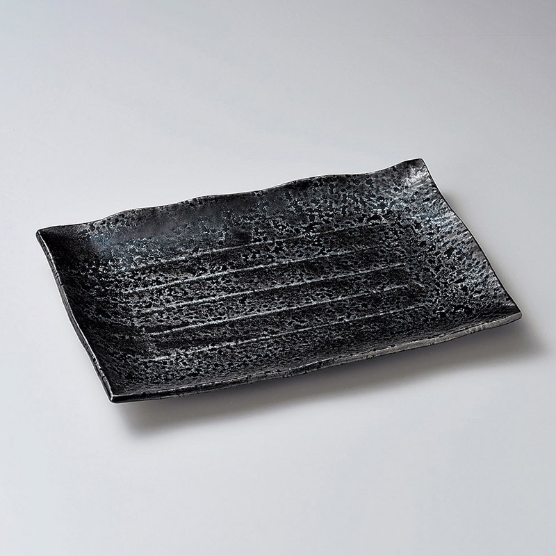 山万 17326-640 油滴天目9号長角皿(萬古焼)  1個（ご注文単位1個）【直送品】