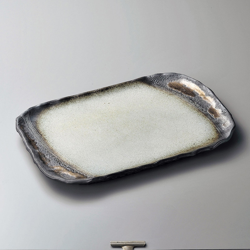 山万 17301-650 風雅 手造り13号小判皿 萬古 1個（ご注文単位1個）【直送品】