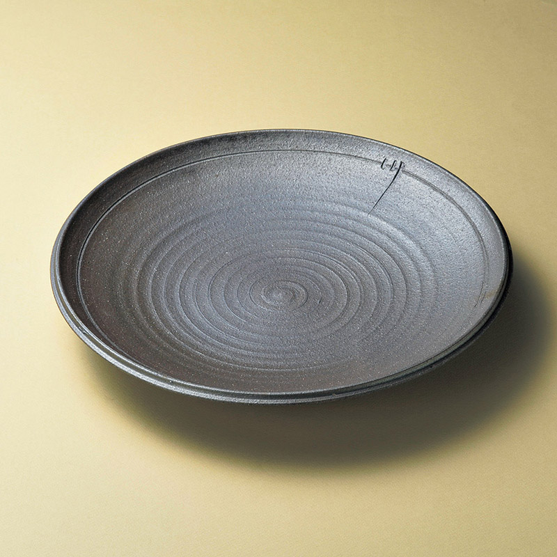 山万 17415-660 炭化ロクロ目11大皿 信楽焼 1個（ご注文単位1個）【直送品】