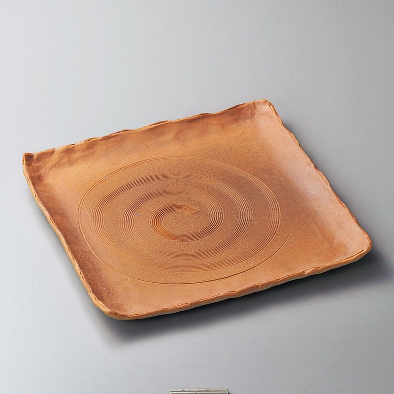 山万 17708-660 火色10.0正角皿(信楽焼)  1個（ご注文単位1個）【直送品】