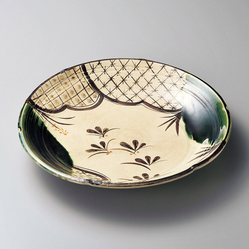 山万 17602-580 織部七宝8.0皿  1個（ご注文単位1個）【直送品】