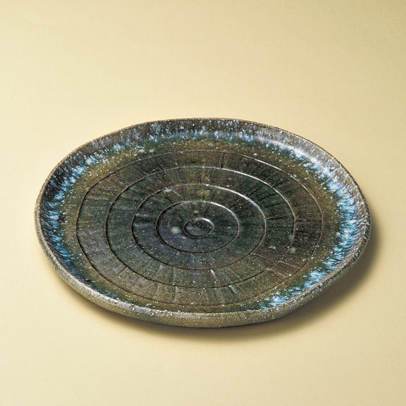 山万 17707-660 ビードロ窯変10.6丸皿 信楽 1個（ご注文単位1個）【直送品】