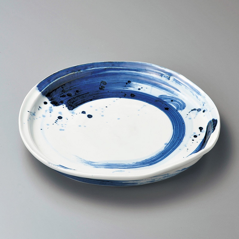 山万 17902-170 呉須刷毛目変形尺皿  1個（ご注文単位1個）【直送品】