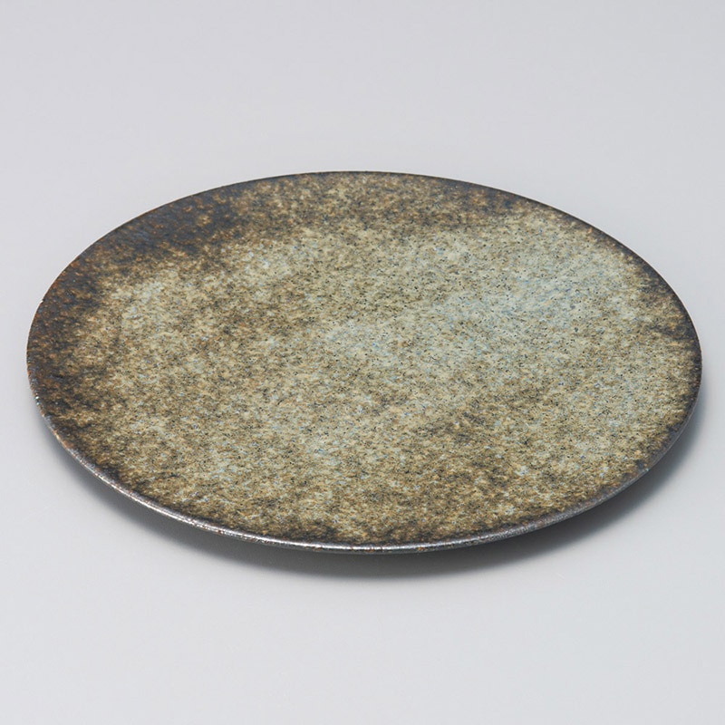 山万 17904-130 黒唐津24cmフラットプレート 1個（ご注文単位1個）【直送品】