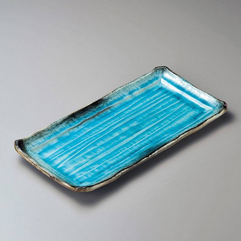 山万 18212-170 均窯スカイブルーソギ長角大皿  1個（ご注文単位1個）【直送品】