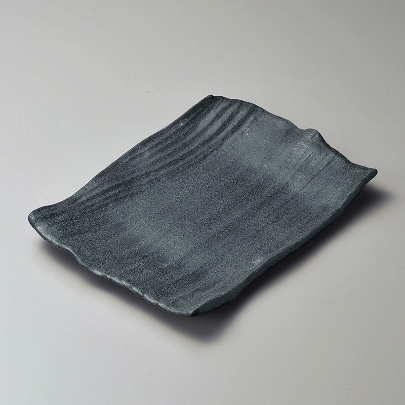 山万 18508-650 黒いぶし10号角皿(萬古焼)  1個（ご注文単位1個）【直送品】