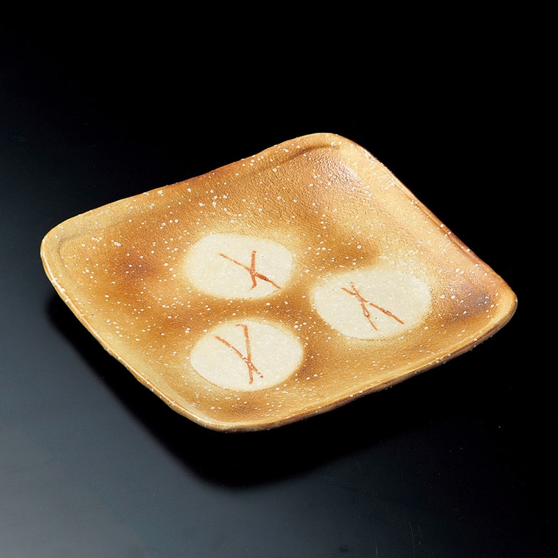 山万 18601-660 焼〆火ダスキ10角皿 信楽焼 1個（ご注文単位1個）【直送品】