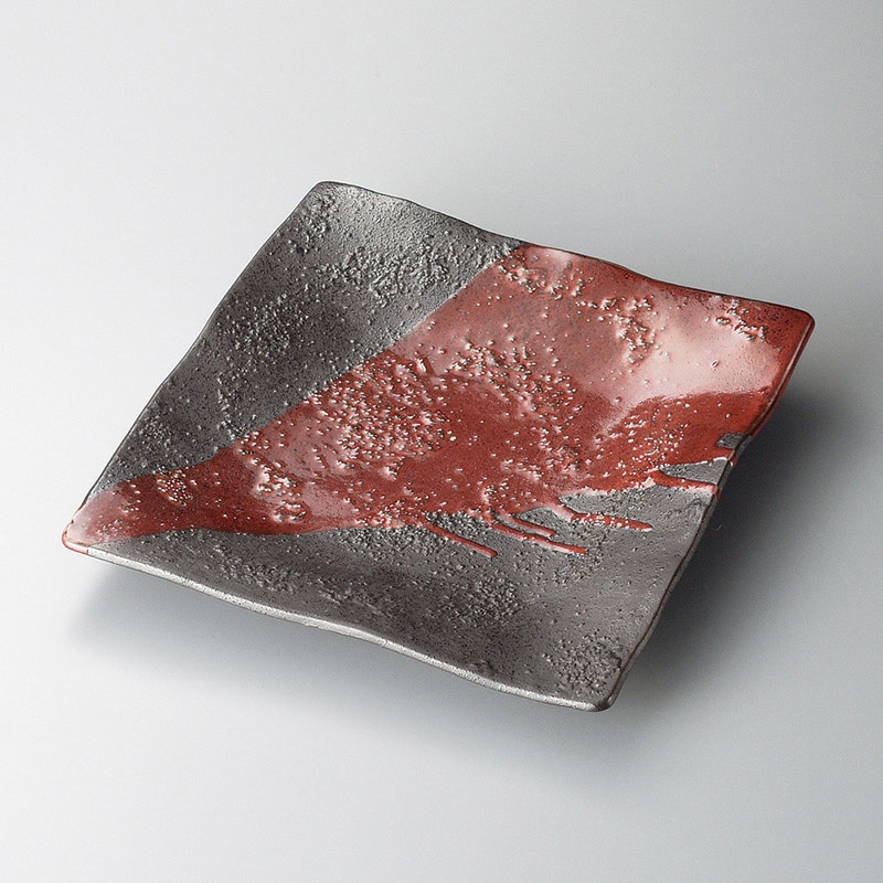 山万 18703-460 朱流し大角皿  1個（ご注文単位1個）【直送品】