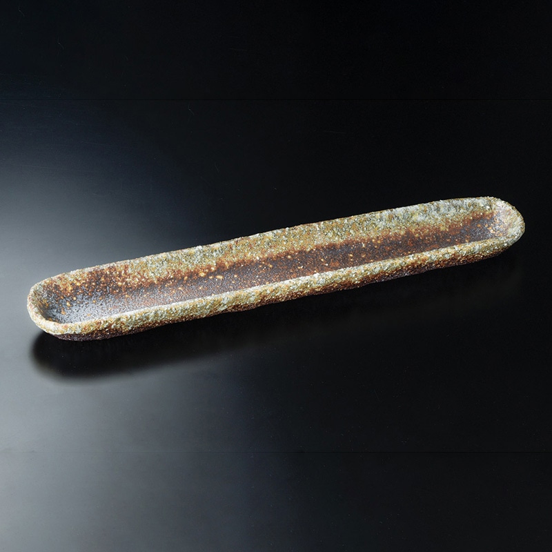 山万 18814-660 茶窯変20.0長皿(信楽焼)  1個（ご注文単位1個）【直送品】