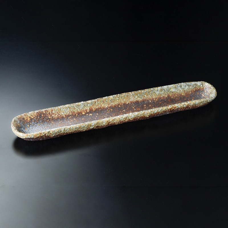 山万 18815-660 茶窯変15.0長皿(信楽焼)  1個（ご注文単位1個）【直送品】