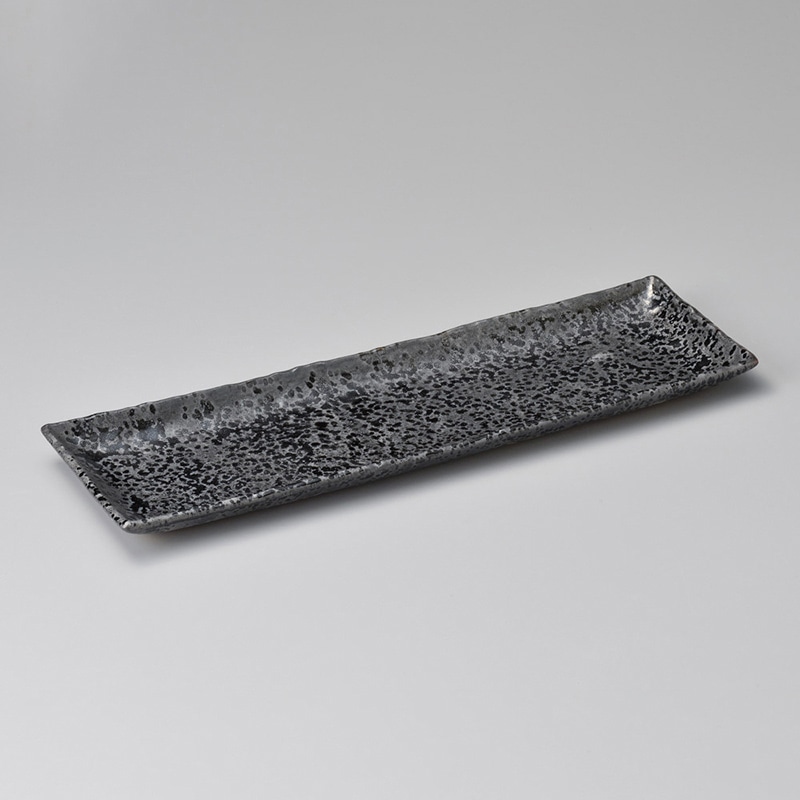 山万 18913-640 油滴天目角ロング皿(萬古焼)  1個（ご注文単位1個）【直送品】