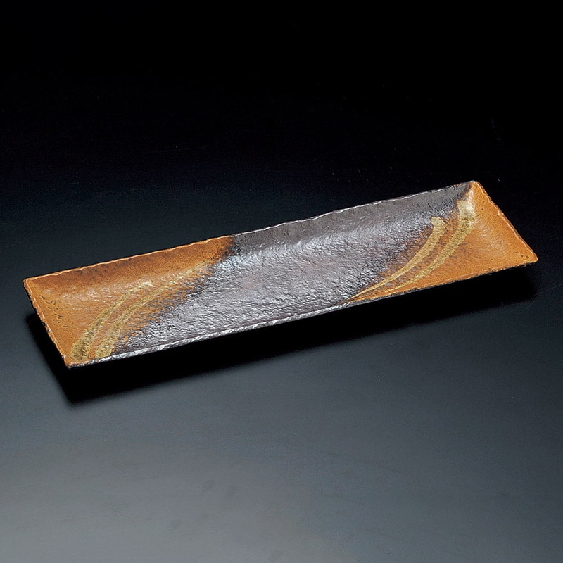 山万 18914-640 南蛮一珍角ロング皿(萬古焼)  1個（ご注文単位1個）【直送品】