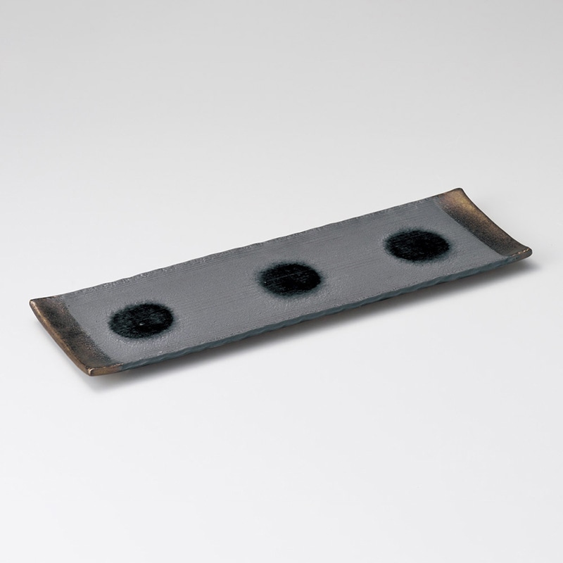 山万 19102-650 黒吹金彩 手造り14号長盛皿 1個（ご注文単位1個）【直送品】