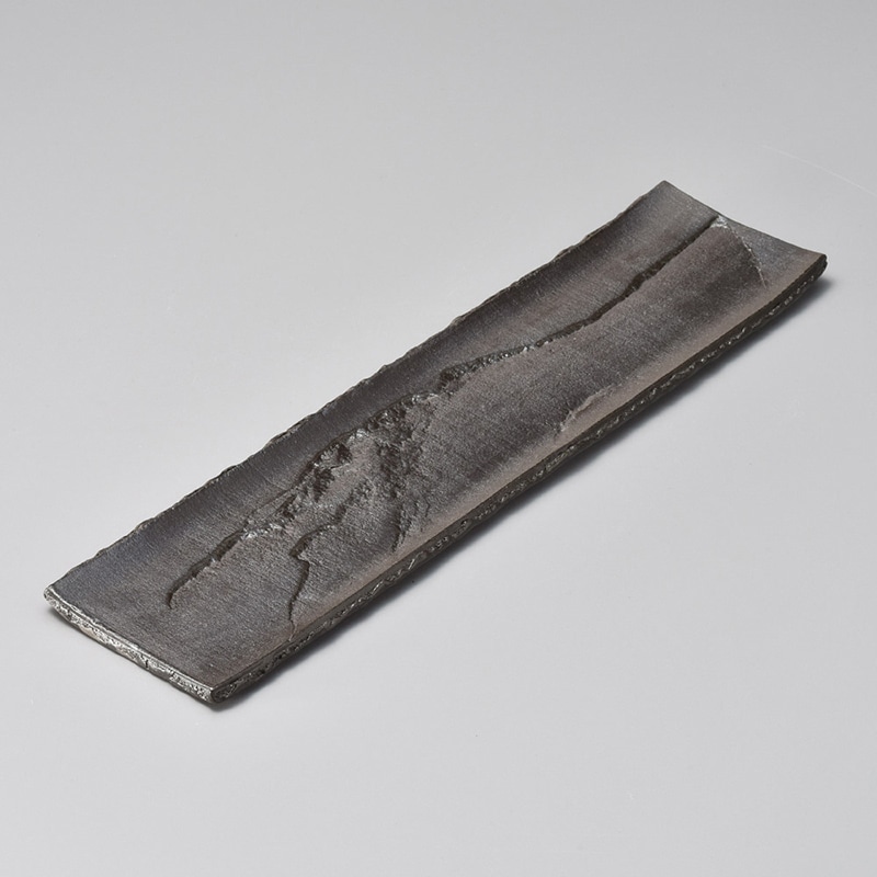 山万 19106-170 炭化土石目半切長皿  1個（ご注文単位1個）【直送品】