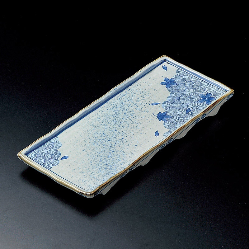 山万 18208-170 染付春秋尺3長角皿  1個（ご注文単位1個）【直送品】