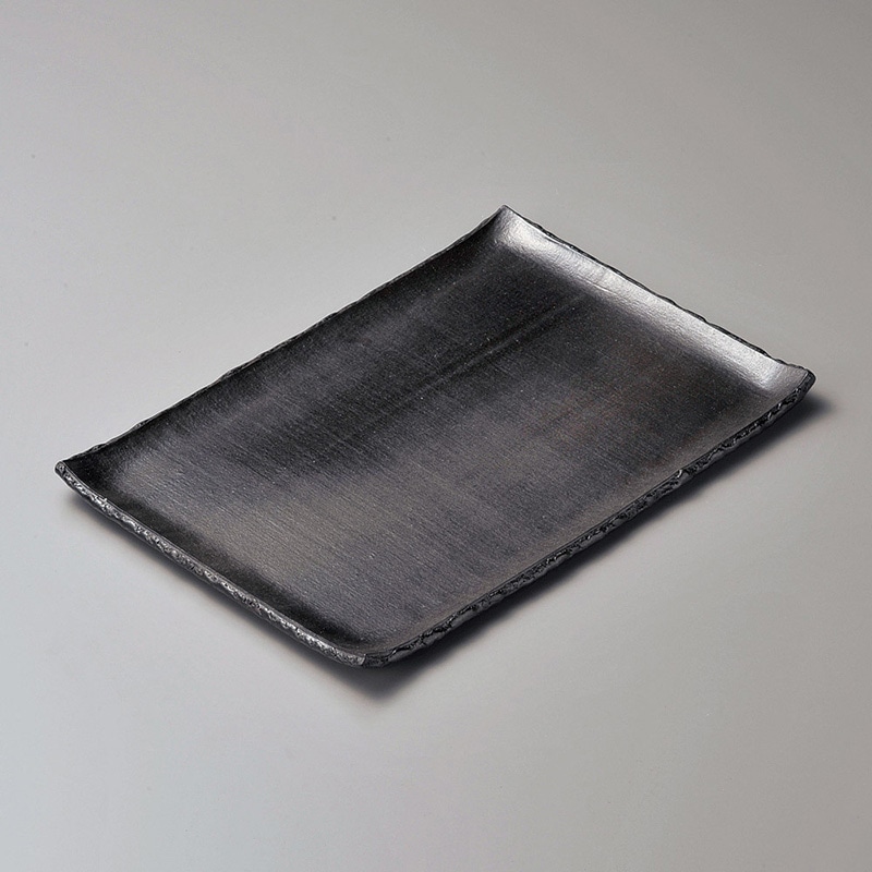 山万 26709-460 黒陶半切長角皿  1個（ご注文単位1個）【直送品】