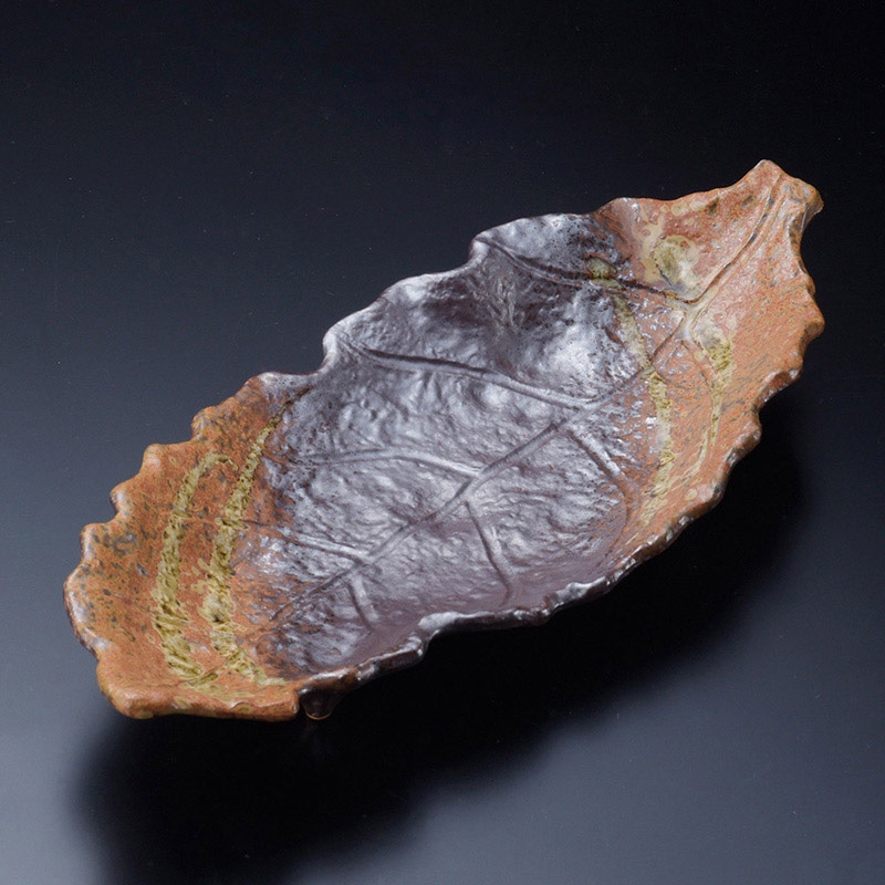 山万 19210-640 南蛮一珍10号木ノ葉皿(萬古焼 1個（ご注文単位1個）【直送品】