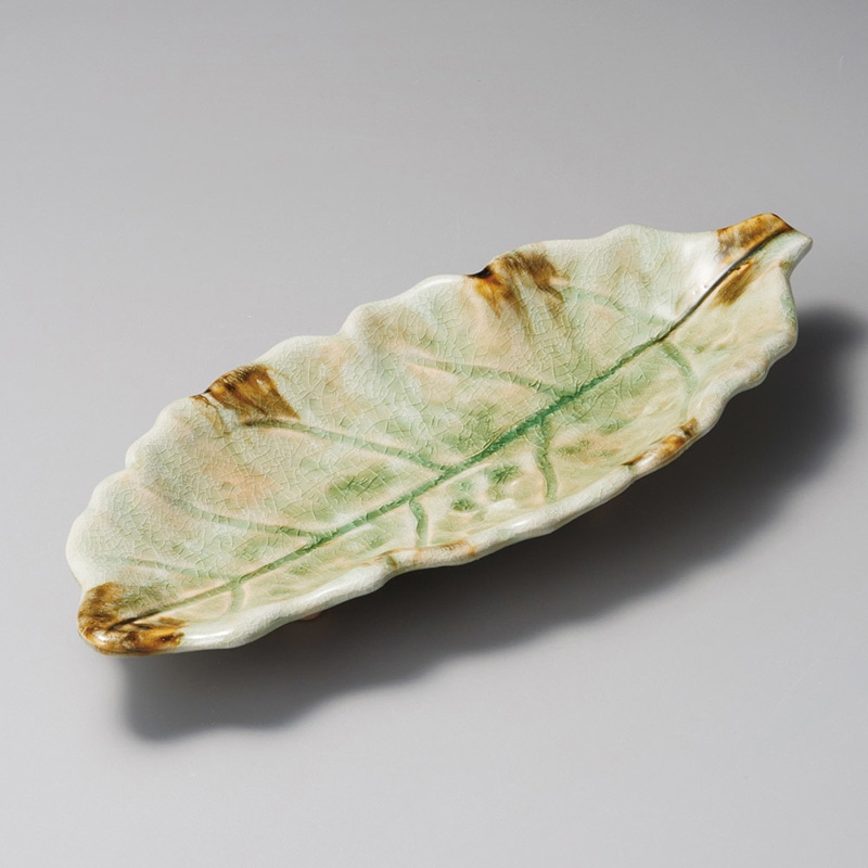 山万 19211-640 砂ビードロ13号木ノ葉皿 萬古 1個（ご注文単位1個）【直送品】