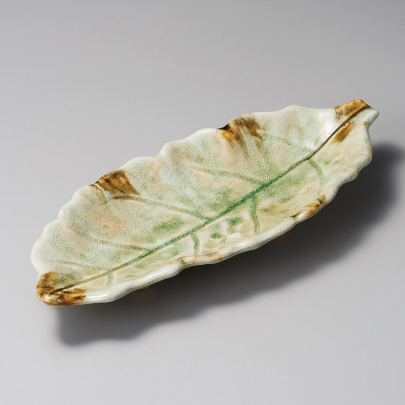 山万 19212-640 砂ビードロ10号木ノ葉皿 萬古 1個（ご注文単位1個）【直送品】