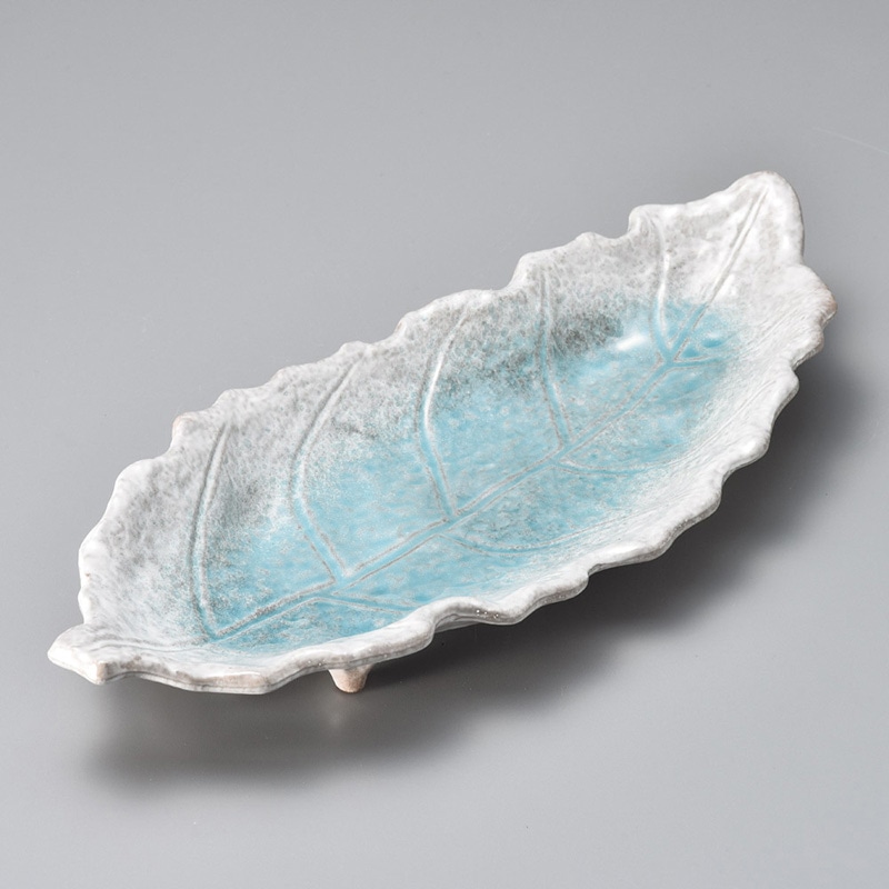 山万 19213-640 ブルー13号木ノ葉皿(萬古焼) 1個（ご注文単位1個）【直送品】