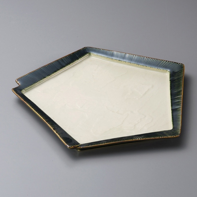 山万 23620-450 千段織部角変形皿(小)  1個（ご注文単位1個）【直送品】