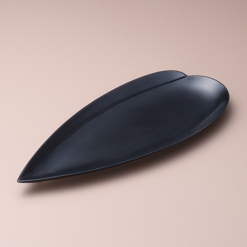 山万 19312-400 黒マット笹盛皿  1個（ご注文単位1個）【直送品】