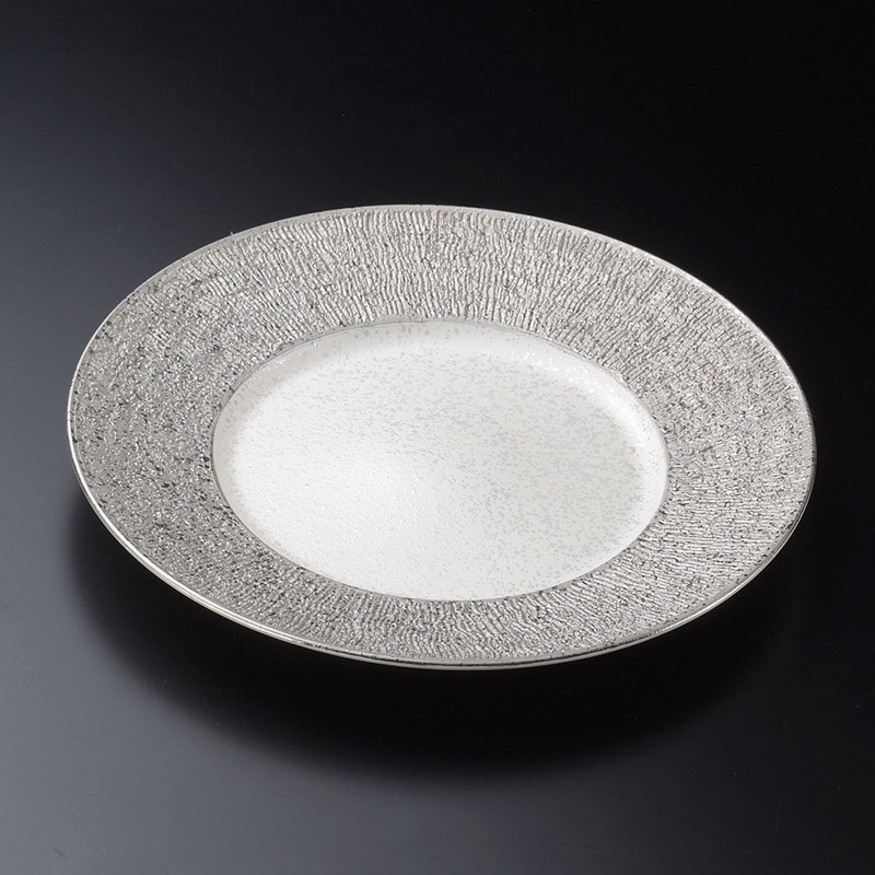 山万 19401-170 ラスター渕プラチナ丸皿 大 1個（ご注文単位1個）【直送品】