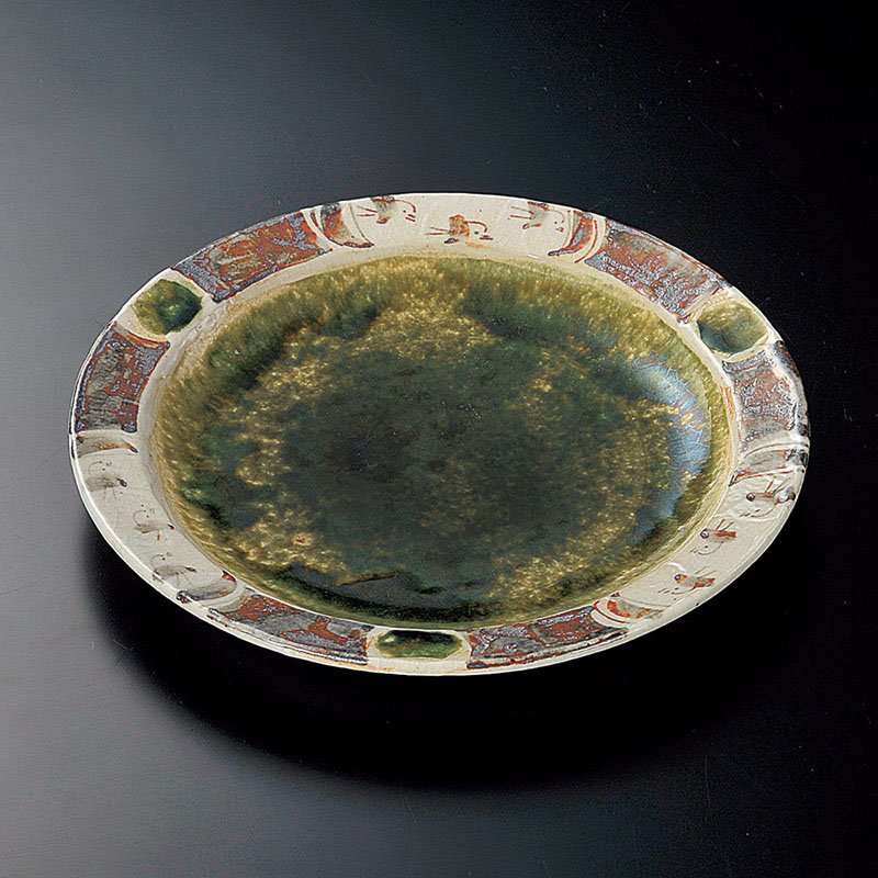 山万 19603-510 織部鳥紋盛皿  1個（ご注文単位1個）【直送品】