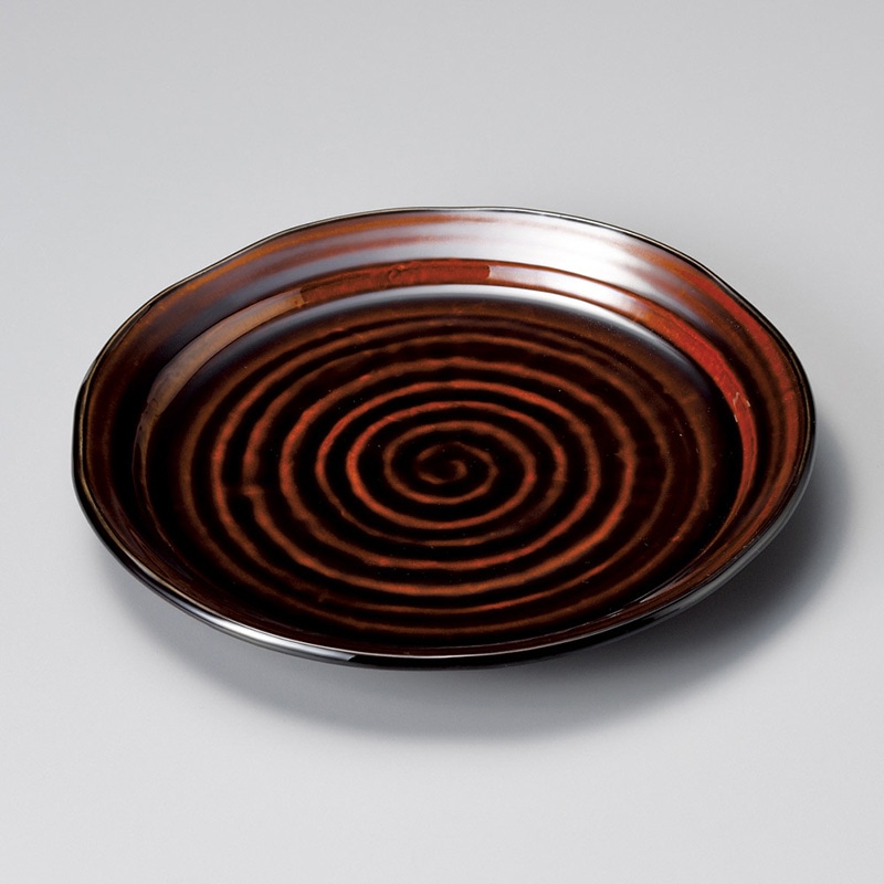 山万 19814-310 漆ブラウン8.0皿  1個（ご注文単位1個）【直送品】