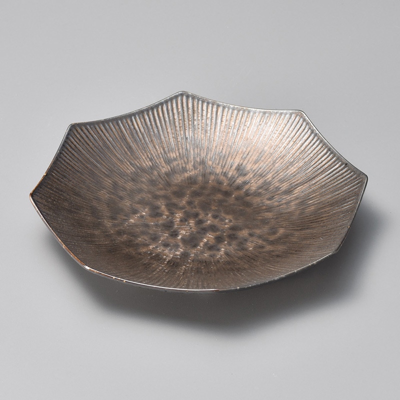 山万 19705-140 金結晶しのぎ彫八角8.0皿  1個（ご注文単位1個）【直送品】