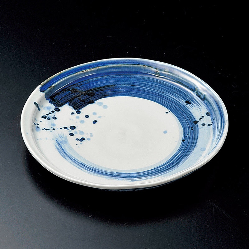 山万 19816-170 呉須刷毛目変型8寸皿  1個（ご注文単位1個）【直送品】