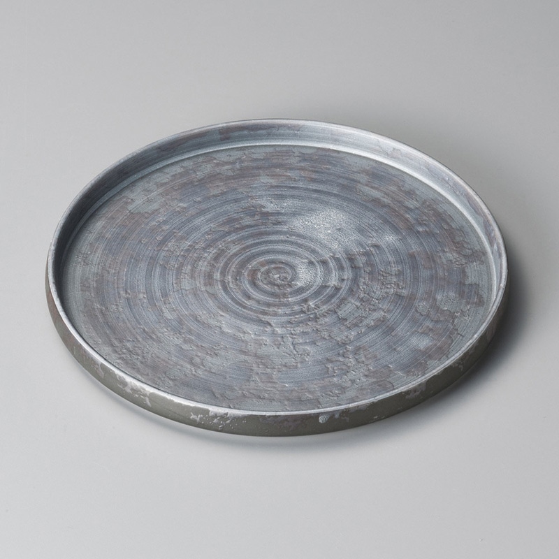 山万 20005-130 いぶし銀巻切立21cmプレート 1個（ご注文単位1個）【直送品】