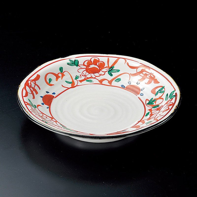 山万 19801-580 赤絵花8.0丸皿  1個（ご注文単位1個）【直送品】