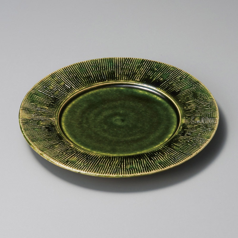 山万 20601-510 総織部くし目リム75皿  1個（ご注文単位1個）【直送品】