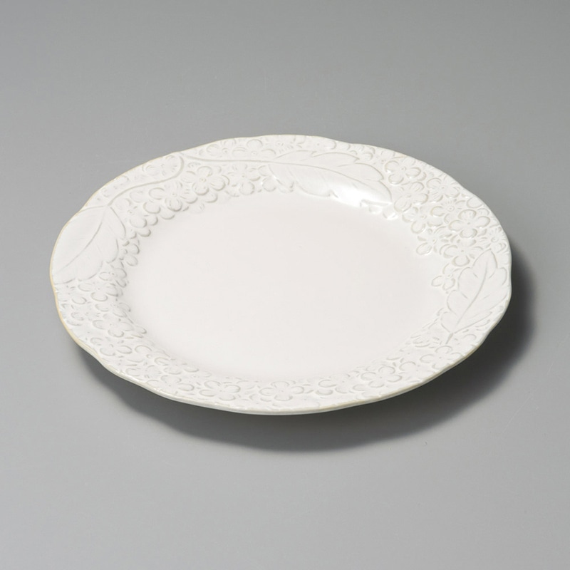 山万 20706-100 花詰乳白Lプレート  1個（ご注文単位1個）【直送品】