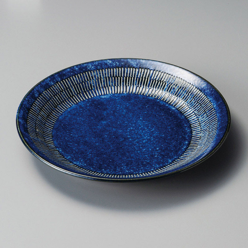 山万 20523-190 窯変紺トチリ240プレート  1個（ご注文単位1個）【直送品】