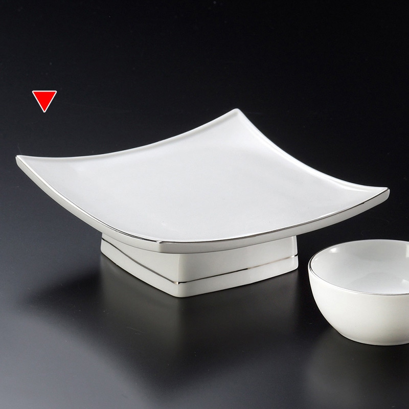 山万 20805-140 渕プラチナ白釉正角高台向付  1個（ご注文単位1個）【直送品】