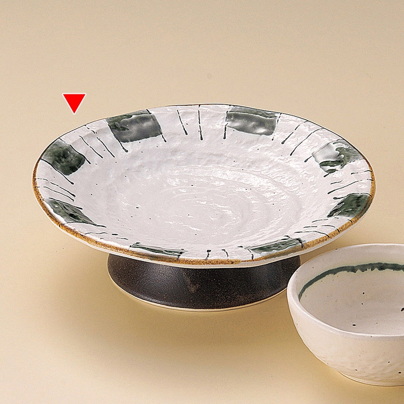 山万 20907-250 織部十草高台皿  1個（ご注文単位1個）【直送品】