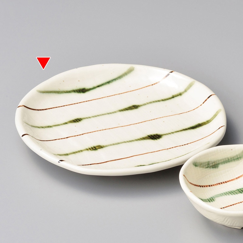 山万 20829-580 二色ストライプ天皿  1個（ご注文単位1個）【直送品】