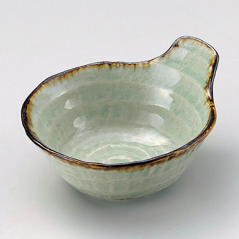 山万 21004-550 ビードロ灰釉渕錆ろくベ型手付呑 1個（ご注文単位1個）【直送品】