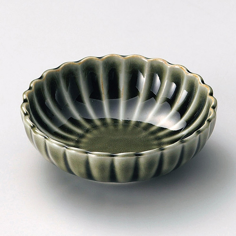 山万 21225-580 織部菊型鉢  1個（ご注文単位1個）【直送品】