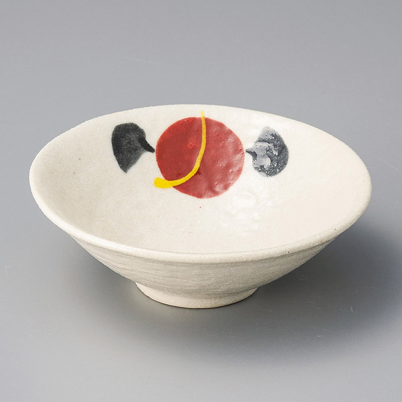 山万 21303-470 染付赤絵丸紋平小鉢 1個(ご注文単位1個)【直送品】